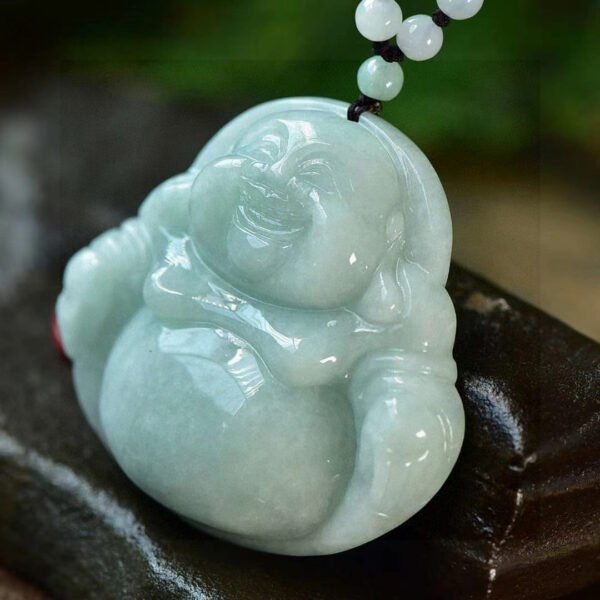 Natural A-grade Jade Maitreya Buddha Pendant, Size: 56.1/51.3/13.8mm1112159664