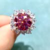Classic Pink Mosang Diamond Ring, Main Stone 5 Carat, Round 11mm1113575177