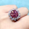 Classic Pink Mosang Diamond Ring, Main Stone 5 Carat, Round 11mm1113575177