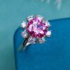 Classic Pink Mosang Diamond Ring, Main Stone 2 Carat, Round 8mm1113350952