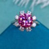 Classic Pink Mosang Diamond Ring, Main Stone 2 Carat, Round 8mm1113350952