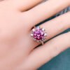 Classic Pink Mosang Diamond Ring, Main Stone 2 Carat, Round 8mm1113350952