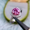 Classic Pink Mosang Diamond Ring, Main Stone 1 Carat, Round 6.5mm1114190866