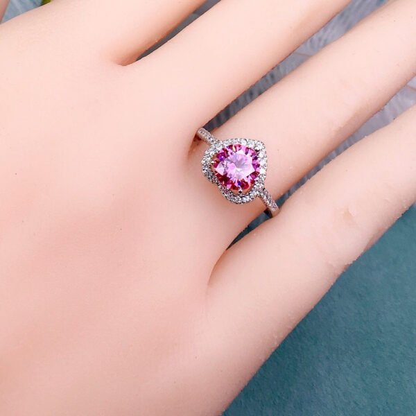 Classic Pink Mosang Diamond Ring, Main Stone 1 Carat, Round 6.5mm1114190866
