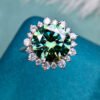 Popular Green Mosan Diamond Ring, Main Stone 6 Carat, Round 12mm1114199488