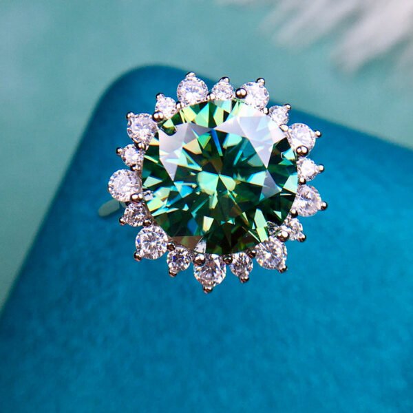 Popular Green Mosan Diamond Ring, Main Stone 6 Carat, Round 12mm1114199488