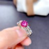 Classic Pink Mosang Diamond Ring, Main Stone 1 Carat, Round 6.5mm1114199722
