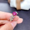 Classic Pink Mosang Diamond Ring, Main Stone 1 Carat, Round 6.5mm1114199722