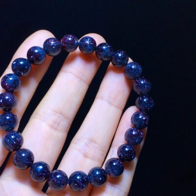 Natural Black Gallen Purple Black Super Seven Black Gold Super Three Wheel Backbone Bracelet, Size 8.2 mm11142098