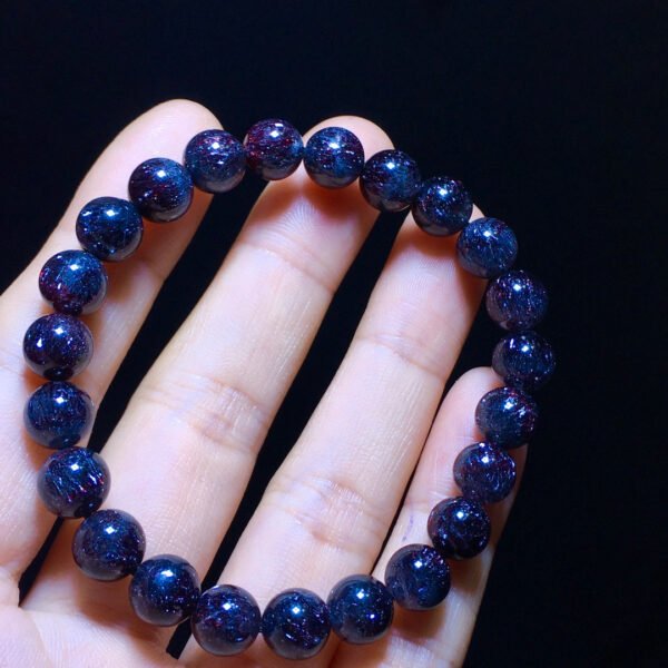 Natural Black Gallen Purple Black Super Seven Black Gold Super Three Wheel Backbone Bracelet, Size 8.2 mm11142098