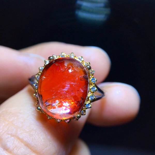 Natural red glue flower ring, size: 12.7/10.4mm1114278144