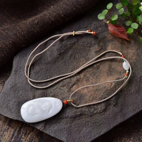 Natural Xinjiang Hotan Jade Lamb Fat Jade Buddha Pendant, size: 49.8 * 27.2 * 8.6mm1114499188