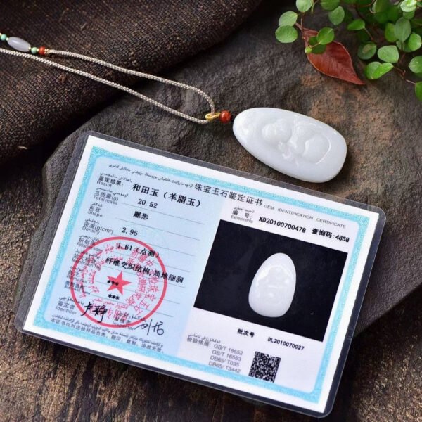 Natural Xinjiang Hotan Jade Lamb Fat Jade Buddha Pendant, size: 49.8 * 27.2 * 8.6mm1114499188