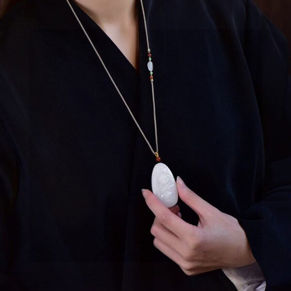 Natural Xinjiang Hotan Jade Lamb Fat Jade Buddha Pendant, size: 49.8 * 27.2 * 8.6mm1114499188
