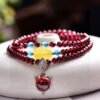 Natural wine red garnet three loop bracelet, with a bead diameter of approximately 4.8mm1114135344