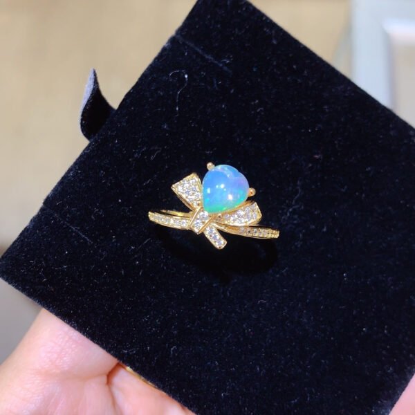 Pure Natural Colorful White Opal Ring, Main Stone Size 8mm Heart1116180266