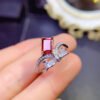 Pure natural Mozambique garnet ring. Main stone size square 5 × 7mm1116099177