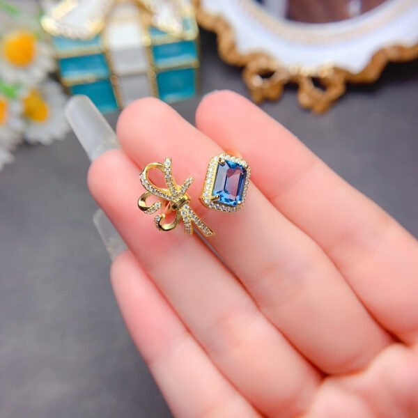 London Blue Topa Stone Ring, with a main stone size of 6 * 8mm,1116180599