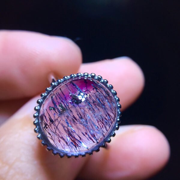 Natural Purple Crystal Super Seven Ring, Size: 13.4/12.3mm1116218799