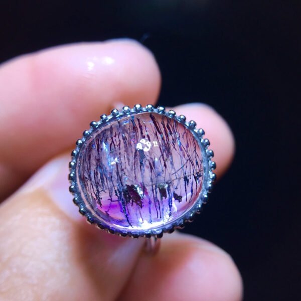 Natural Purple Crystal Super Seven Ring, Size: 13.4/12.3mm1116218799