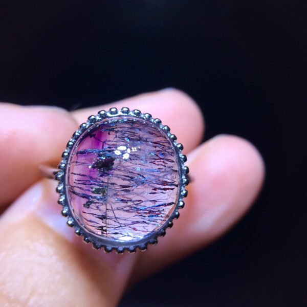 Natural Purple Crystal Super Seven Ring, Size: 13.4/12.3mm1116218799