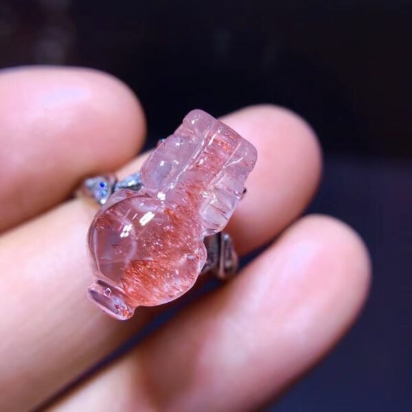 Natural Purple Crystal Red Super Seven Pixiu Ring, Size 17.5/9.6 mm1116208477
