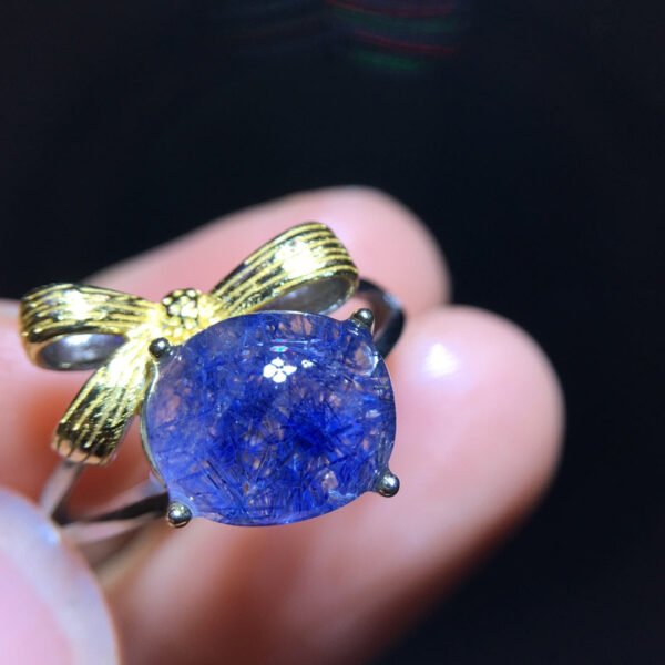 Natural blue hair crystal blue line stone ring, size 9.5/8mm1116238199