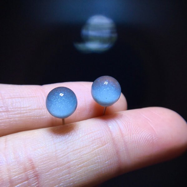 Natural Blue Ghost Blue Sands Full Sky Starlight Treasure Basin Earrings, Specification 7.7mm1116208466