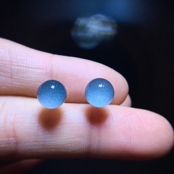 Natural Blue Ghost Blue Sands Full Sky Starlight Treasure Basin Earrings, Specification 7.7mm1116208466