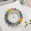Natural colored fluorite like god bracelet, with a bead diameter of approximately 13.5 millimeters1116099821
