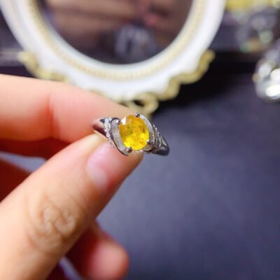 Natural yellow sapphire ring, main stone size 6 * 8mm1117260144