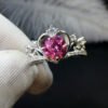 Classic Pink Mosang Diamond Ring, Main Stone 1 Carat, Round 6.5mm1117199366