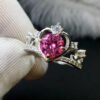 Classic Pink Mosang Diamond Ring, Main Stone 1 Carat, Round 6.5mm1117199366