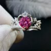 Classic Pink Mosang Diamond Ring, Main Stone 1 Carat, Round 6.5mm1117199366