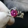 Classic Pink Mosang Diamond Ring, Main Stone 1 Carat, Round 6.5mm1117199366