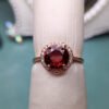 Pure natural Mozambique garnet ring, with a main stone size of 8mm round.1117115466