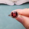 Pure natural Mozambique garnet ring, with a main stone size of 8mm round.1117115466