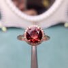 Pure natural Mozambique garnet ring, with a main stone size of 8mm round.1117115466