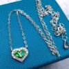 A pure natural Colombian emerald necklace with a ring face of 3 * 4mm,1117140255