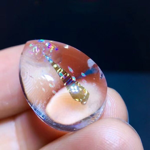 Natural crystal crystal 🌈 Rainbow mica water drop pendant, specification: 22.4/15mm1117208199