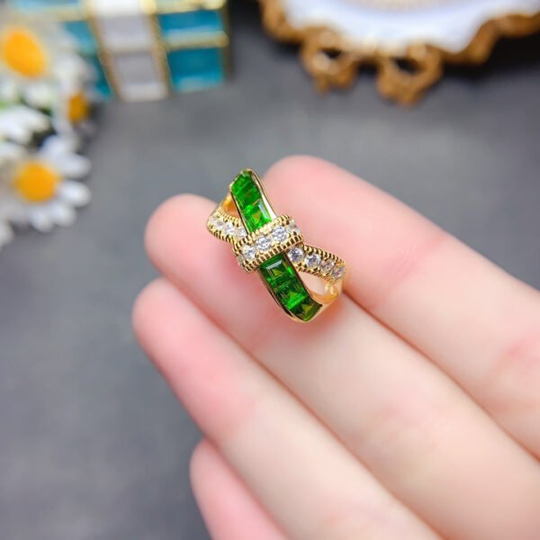 Natural diopside ring, main stone size 3mm square1118140244