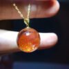Rare Natural Red Yellow Gum Flower 18k Gold Pendant, Specification: 15.4mm1118269266