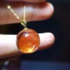 Rare Natural Red Yellow Gum Flower 18k Gold Pendant, Specification: 15.4mm1118269266