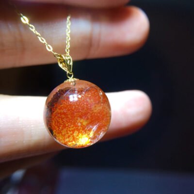 Rare Natural Red Yellow Gum Flower 18k Gold Pendant, Specification: 15.4mm1118269266