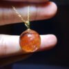 Rare Natural Red Yellow Gum Flower 18k Gold Pendant, Specification: 15.4mm1118269266
