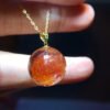 Rare Natural Red Yellow Gum Flower 18k Gold Pendant, Specification: 15.4mm1118269266