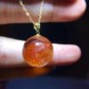 Rare Natural Red Yellow Gum Flower 18k Gold Pendant, Specification: 15.4mm1118269266