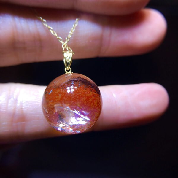 Rare Natural Red Yellow Gum Flower 18k Gold Pendant, Specification: 15.4mm1118269266